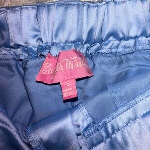 Sugar Thrillz Blue satin candy crush cargo pants